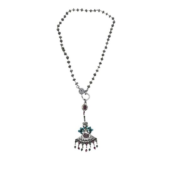 Turkish Pendant Necklace Semi-Precious Stones Grand Bazaar Istanbul 20" - Picture 3 of 10